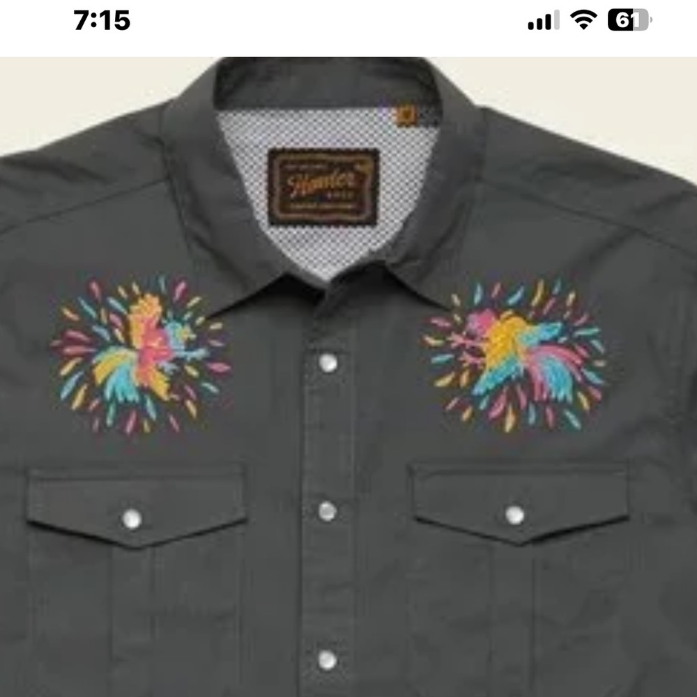 RARE Gaucho Vault Snapshirt "Dos Gallos : Charcoal Microstripe"